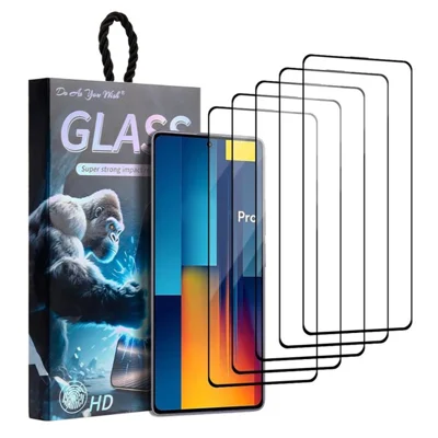 DO AS YOU WISH 5Pcs For Xiaomi Poco M6 Pro 4G Screen Protector Silk Printing Full Glue High Aluminum-silicon Glass Film