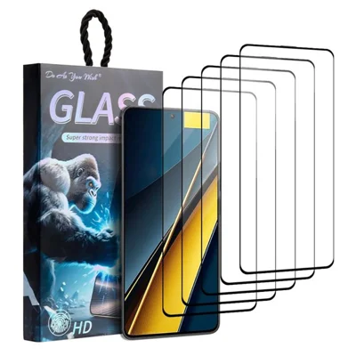 DO AS YOU WISH 5Pcs For Xiaomi Poco X6 Pro 5G Screen Protector Silk Printing Full Glue High Aluminum-silicon Glass Film