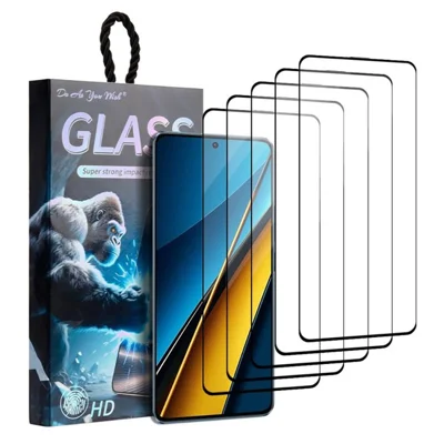 DO AS YOU WISH 5Pcs For Xiaomi Poco X6 5G Screen Protector Silk Printing Full Glue High Aluminum-silicon Glass Film