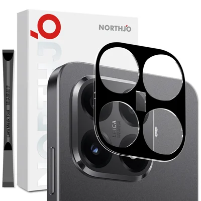 NORTHJO For Xiaomi 15T Pro Camera Lens Protector Black Silk Printing 3D Clear Tempered Glass Lens Film