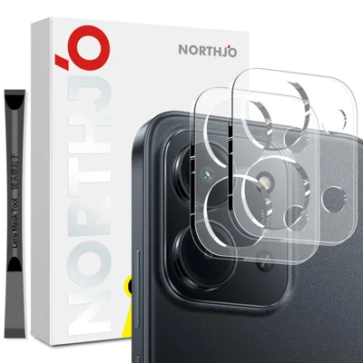 NORTHJO 2 шт. Защита объектива камеры для Xiaomi Redmi 15C 4G (ЕС) (173 мм) / 15C 5G (ЕС) (173 мм) / 15C 4G (Глобальный) (171 мм) Закаленное стекло Прозрачный 3D интегрированный полный охват