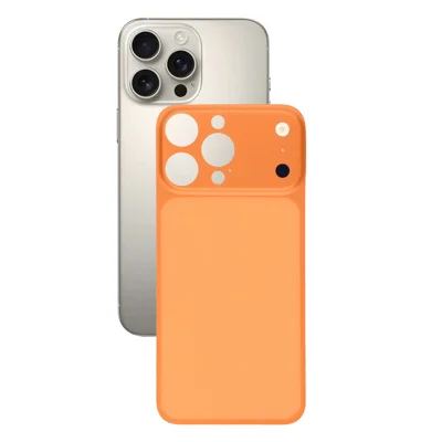 Backcoverfolie voor iPhone 14 Pro Max, transformatie naar 17 Pro Max, volledige dekking, PMMA-beschermfolie voor achterkant van telefoon - Oranje