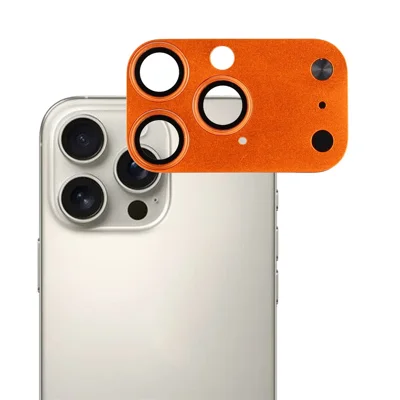 Защитная крышка для объектива камеры для iPhone 16 Pro / 15 Pro / 14 Pro / 13 Pro Матовая ПК Трансформация в пленку для объектива iP 17 Pro Антиотпечатки пальцев - Оранжевый