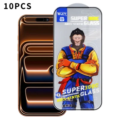 För iPhone 17 Pro Max 10 st Full Screen Protector 300C Stor båge Anti Static Silk Printing HD Clear Tempered Glass Film - Som visas