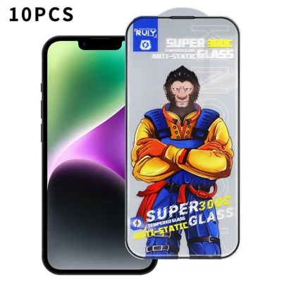 Защитное стекло для iPhone 14, 10 шт., Full Screen Protector 300C, большая дуга, антистатическое, шелкография, HD-clear, закаленное стекло - как показано