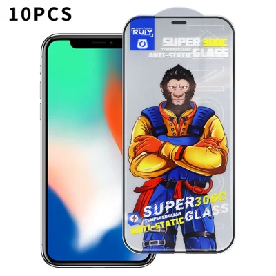لـ iPhone X 10 قطع واقي شاشة كامل 300C قوس كبير مضاد للكهرباء الساكنة طباعة حريرية شفاف عالي الدقة فيلم زجاج مقوى - كما هو موضح