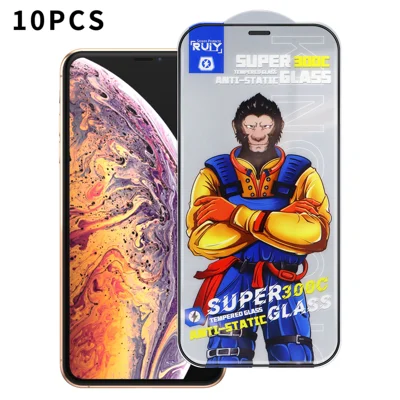 För iPhone XS 5,8 tum 10 st Full Screen Protector 300C Stor båge Anti Static Silk Printing HD Clear Tempered Glass Film - Som visas
