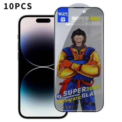 Protector de pantalla antiespia de 10 piezas para iPhone 14 Pro, gran arco de 300C, impresión de seda antiestática, película de vidrio templado - como se muestra