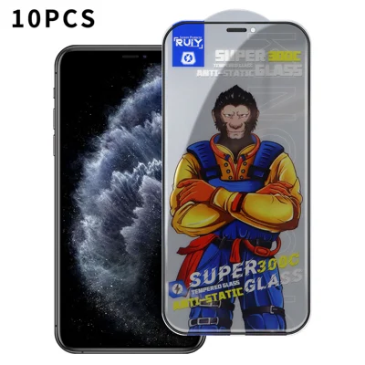 Per iPhone 11 Pro Max 10Pcs Anti-Spy Full Screen Protector 300C Large Arc Anti Static Silk Printing Tempered Glass Film - As Shown