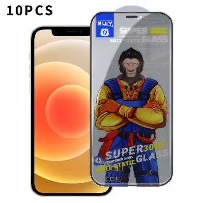 For iPhone 12 10Pcs Anti-Spy Full Screen Protector 300C Large Arc Anti Static Silk Printing Tempered Glass Film - As Shown