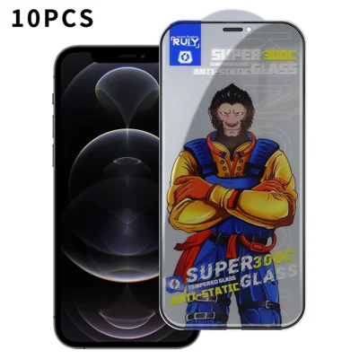 For iPhone 12 Pro Max 10Pcs Anti-Spy Full Screen Protector 300C Large Arc Anti Static Silk Printing Tempered Glass Film - As Shown