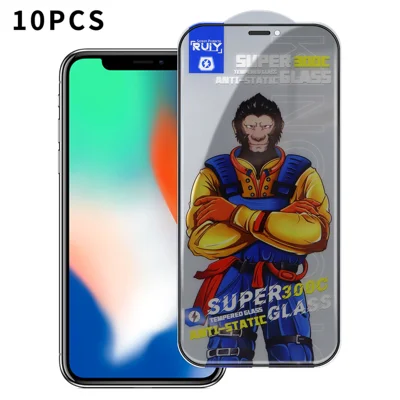 For iPhone X 10Pcs Anti-Spy Full Screen Protector 300C Large Arc Anti Static Silk Printing Tempered Glass Film - As Shown