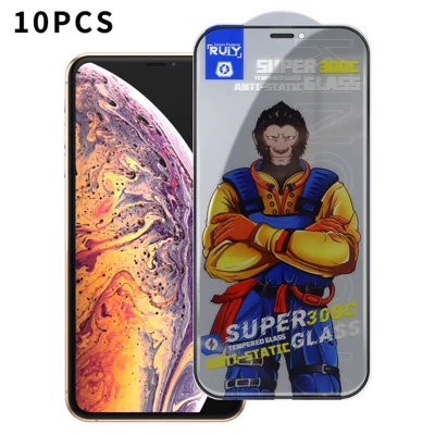 Für iPhone XS Max 6,5 Zoll 10 Stück Anti-Spion Vollbildschirmschutz 300C Großer Bogen Anti-Statik Seidendruck Gehärtetes Glas Film - Wie gezeigt