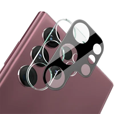 IMAK Folia ochronna z hartowanego szkła do Samsung Galaxy S23 Ultra + osłona z akrylu, odporna na zużycie ochrona obiektywu aparatu (wersja czarna)