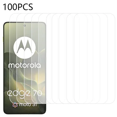 100 قطعة لواقي شاشة Motorola Edge 70 5G، فيلم زجاج مقوى ملصق بالكامل، مقاوم للخدوش (غير تغطية كاملة)