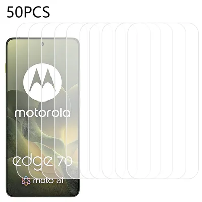 50 قطعة لواقي شاشة Motorola Edge 70 5G، واقي شاشة من الزجاج المقوى بالكامل، فيلم شفاف (ليس تغطية كاملة)