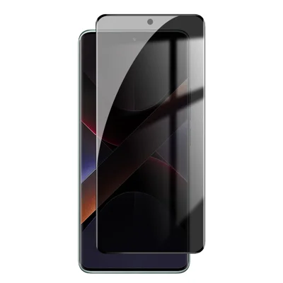 Protection d'écran complète anti-espion pour Xiaomi Poco X7 5G, film en verre aluminosilicate noir à bordure noire - tel que montré
