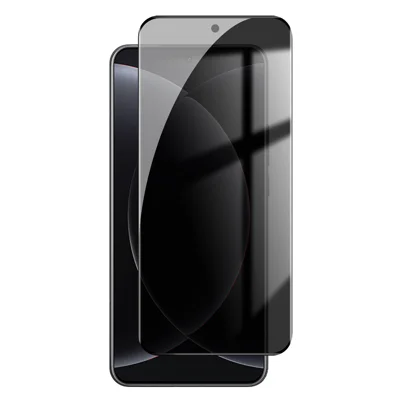 Proteggi schermo completo nero con bordo in vetro di silicio alluminio ad alta resistenza anti-spia per Xiaomi 15 Ultra - Come mostrato