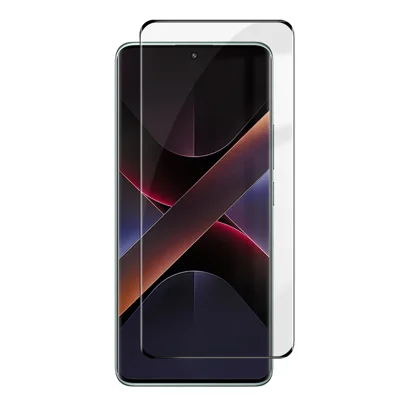 Pour Xiaomi Poco X7 5G HD Protecteur d'écran intégral Impression soie Bord noir Verre en silicate d'aluminium haute résistance - Tel que montré