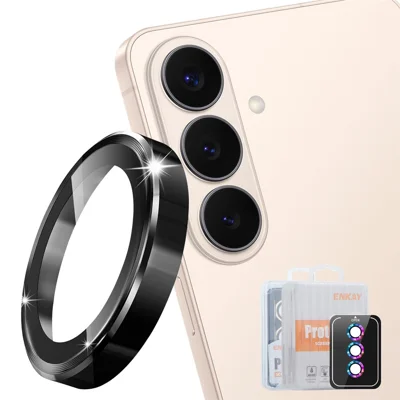 For Samsung Galaxy S26 Kameraobjektivbeskytter ENKAY Hat-Prince Metalring Objektivfilm - Sort