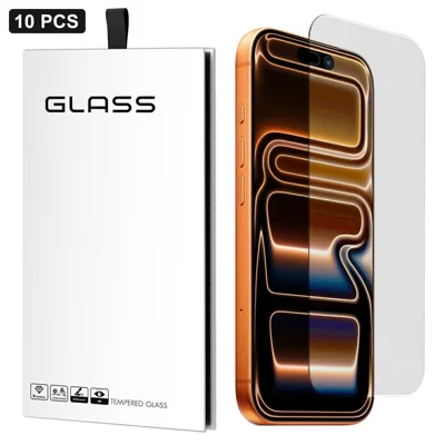 10Pcs For iPhone 18 Pro Max / 17 Pro Max Screen Protector 3D Large Arc Edge Thick Glue HD Clear High Aluminium-silicon Glass Film (NOT Complete Covering)