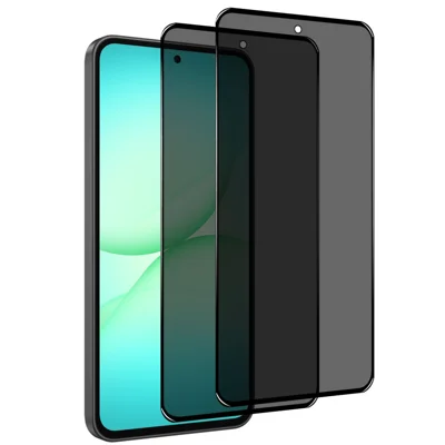 NORTHJO قطعتان A++ لجهاز Samsung Galaxy A57 واقي الشاشة من الزجاج عالي السيليكون والألومنيوم 0.3 مم تغطية كاملة فيلم مضاد للتجسس
