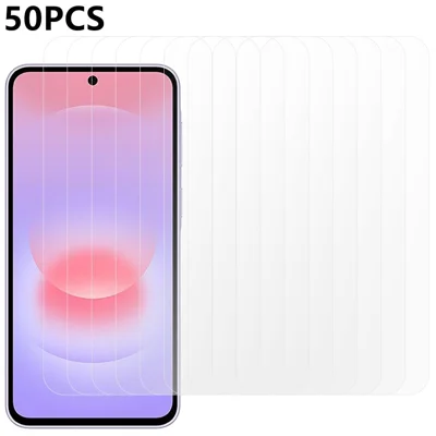 50Pcs For Samsung Galaxy A27 5G Screen Protector Full Glue Tempered Glass Clear Screen Film (NOT Complete Covering) (No Package, with Wipes Set, Dust-absorber, Guide Sticker)