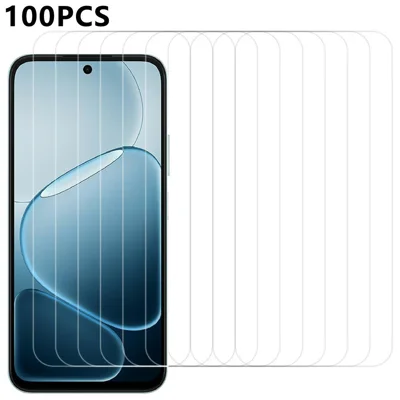 100Pcs For Oppo A6x 5G  /  A6x 4G Screen Protector Full Glue Anti-Scratch Tempered Glass Film (NOT Complete Covering) (No Package, with Wipes Set, Dust-absorber, Guide Sticker)
