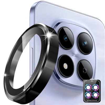 Protecteur d'objectif pour Xiaomi Redmi Note 15 Pro 4G (Global) ENKAY Hat-Prince Film d'objectif avec bague métallique - Noir