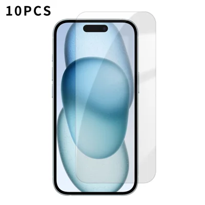 For iPhone 15 10Pcs HD Screen Protector High Aluminium-silicon Anti-fingerprint Tempered Glass Film (Not Complete Covering) - As Shown
