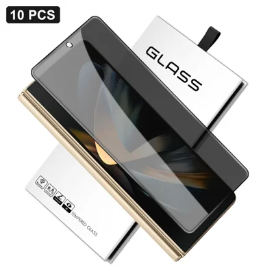 For Samsung Galaxy Z Fold4 5G 10Pcs Anti-Spy Full Screen Protector 360 Degree Privacy High Aluminium-silicon Glass Film - Black