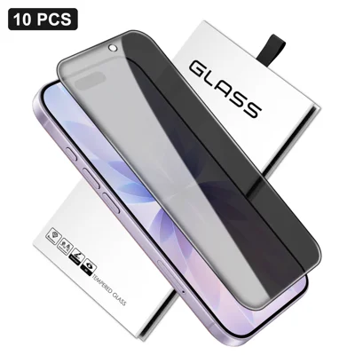 Para iPhone 17 10 Unidades Protector de Pantalla Completa Anti-Espías Protector de Privacidad 360 Grados de Vidrio de Alta Resistencia de Aluminio-Silicio - Negro