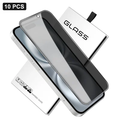 Para iPhone 16e 10 Unidades Protector de Pantalla Completa Anti-Espías Protector de Privacidad 360 Grados Película de Vidrio de Alta Calidad de Aluminio-Silicio - Negro