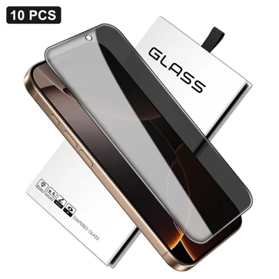 Para iPhone 16 Pro 10 Unidades Protector de Pantalla Completa Anti-Espías Protector de Privacidad 360 Grados de Vidrio de Alta Calidad de Aluminio-Silicio - Negro
