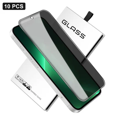 Para iPhone 13 Pro Max 10 Unidades Protector de Pantalla Completa Anti-Espías Protector de Privacidad 360 Grados Película de Vidrio de Alta Calidad de Aluminio-Silicio - Negro