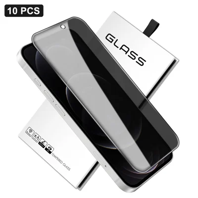 Para iPhone 12 Pro Max 10 Unidades Protector de Pantalla Completa Anti-Espías Protector de Privacidad 360 Grados de Vidrio de Alta Calidad de Aluminio-Silicio - Negro