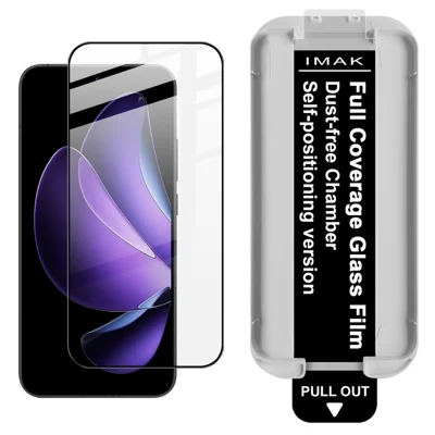 IMAK  Härdat glas till Oppo A6 Pro 5G  /  4G  /  Reno13 5G (Global)  /  Reno14 5G (Global) Fullskärms skyddsfilm med helklistrad film med dammfri installationsverktyg (avtryckslås) - Svart