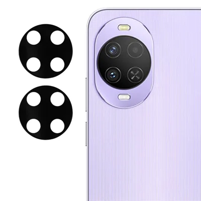قطعتان لحماية عدسة كاميرا Huawei nova 15 5G، حماية من الزجاج المقوى بحواف قوسية 2.5D مع طباعة حريرية، غطاء كامل من الزجاج المقوى للعدسة الخلفية - أسود