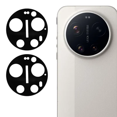 2Pcs For Xiaomi 17 Ultra 5G / 17 Ultra by Leica Camera Lens Protector 2.5D Arc Edge Silk Printing Tempered Glass Full Coverage Rear Lens Film - Black