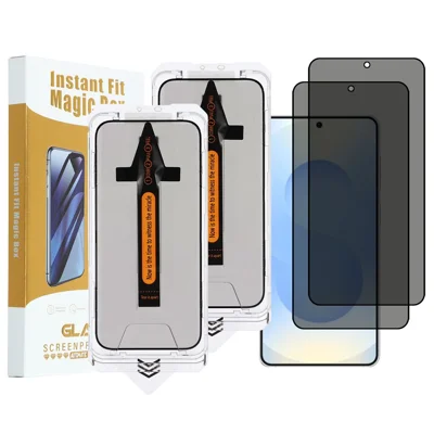 2Pcs For Samsung Galaxy S26 Anti Spy Full Screen Protector High Aluminium Silicon Glass Film (Fingerprint Unlock) - Black