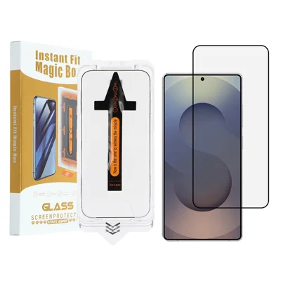 Protector de pantalla completo para Samsung Galaxy S26 Ultra, película de vidrio de aluminio y silicio HD transparente con herramienta de eliminación de polvo (desbloqueo por huella dactilar) - Negro
