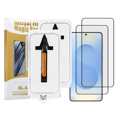 2Pcs For Samsung Galaxy S26 Full Screen Protector HD Clear High Aluminium Silicon Glass Film with Dust Removal Tool (Fingerprint Unlock) - Black