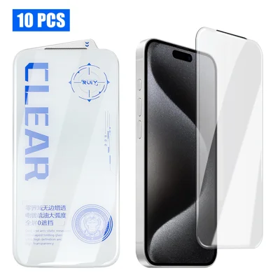 For iPhone 16 Pro Max 10Pcs Full Screen Protector 3D Round Edge HD Tempered Glass Film - Transparent