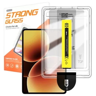 Protector de pantalla para Xiaomi Pad 7 Pro / Xiaomi Pad 8 / Xiaomi Pad 8 Pro / Xiaomi Pad 7, protector de vidrio templado con borde curvado y herramienta de instalación automática sin polvo (NO cubre completamente) - Transparente
