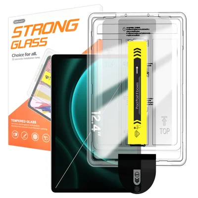 Osłona ekranu do Samsung Galaxy Tab S8+ / Galaxy Tab S9+ / Galaxy Tab S9 FE+ / Galaxy Tab S10+ / Galaxy Tab S7 FE, hartowane szkło z zaokrąglonymi krawędziami, z narzędziem do automatycznego montażu bez kurzu (NIE pełna powierzchnia) – przezroczysta