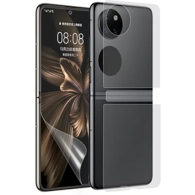 RURIHAI 1 set / 2 pezzi Protezione frontale e posteriore per Huawei P50 Pocket, Pellicola protettiva fronte-retro in PET Ultra trasparente con adesivo completo