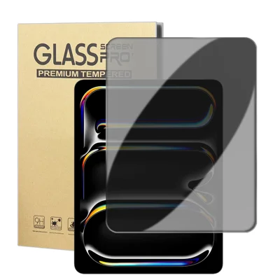 For iPad Pro 11 (2024) / iPad Pro 11 (2025) Anti Spy Privacy Screen Protector Anti Fingerprint Tempered Glass Film (NOT Complete Covering) - Black