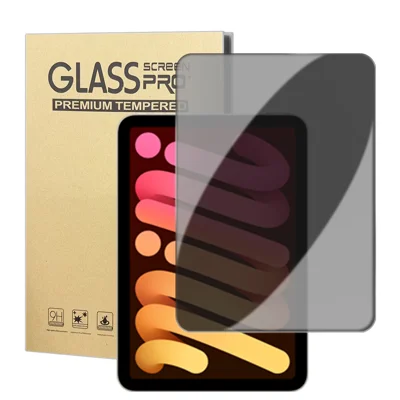 For iPad mini (2024) Anti Spy Privacy Screen Protector Anti Fingerprint Tempered Glass Film (NOT Complete Covering) - Black