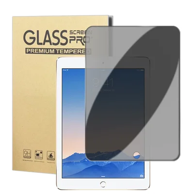For iPad Air (2013) / iPad Air 2 Anti Spy Privacy Screen Protector Anti Fingerprint Tempered Glass Film (NOT Complete Covering) - Black