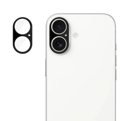 For iPhone 16 Plus / iPhone 16 Full Cover Camera Lens Protector Silk Print HD Anti Fingerprint AR Tempered Glass Lens Film - Black